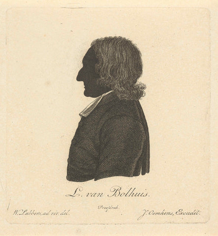 Silhouette portrait of Lambertus van Bolhuis, Carl Cristiaan Fuchs, 1808 - 1844 Canvas Print