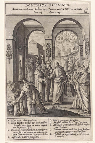 Pharisees want to stone Christ, Antonie Wierix (II), 1593 Canvas Print