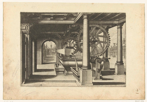 Well under colonnade, Johannes or Lucas van Doetechum, c. 1574 Canvas Print