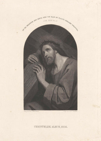 Christ with the Cross, Dirk Jurriaan Sluyter, in or after 1856 Canvas Print