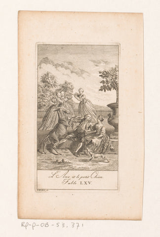 Fable of the donkey and the dog, Johann Heinrich Meil (der Ältere), 1758 Canvas Print