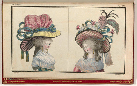 Cabinet des Modes ou les Modes Nouvelles, 1 November 1786, pl. III, A.B. Duhamel, 1786 Canvas Print