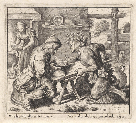 Fabel van de satyr en de boer, Wenceslaus Hollar, 1644 - 1652 Canvas Print