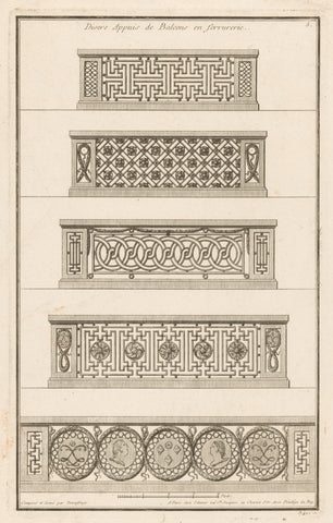 Balkonhekken, Jean François de Neufforge, 1763 Canvas Print