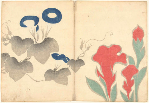 Blue wind and red flowers, Nakamura Hôchû, 1826 Canvas Print