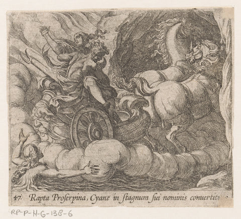 Pluto carries Proserpina past the nymph Cyane, Antonio Tempesta, 1606 - 1638 Canvas Print