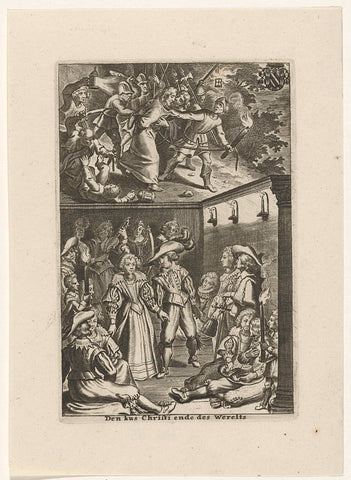 Gevangenneming van Christus en feestende hovelingen, Cornelis Galle, 1630 Canvas Print