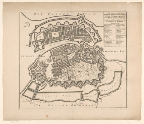 Map of Copenhagen, anonymous, after c. 1728 Canvas Print