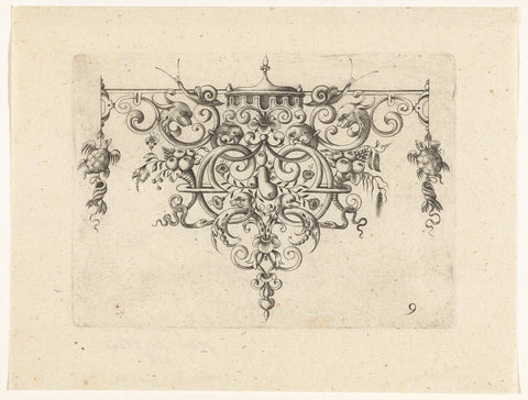 Edge ornament with canopy, H. Picart, 1618 Canvas Print