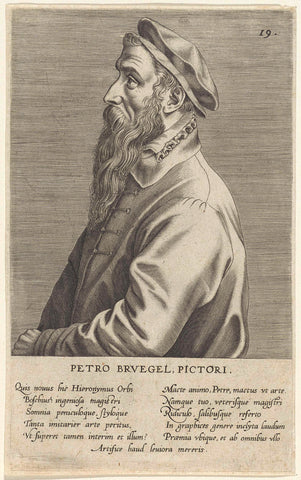 Portret van de schilder Pieter Brueghel (I), Johannes Wierix (attributed to), 1572 Canvas Print