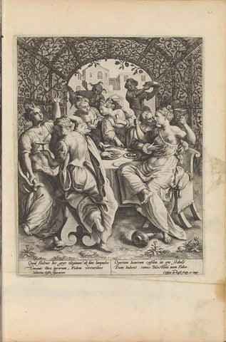 The five foolish virgins celebrate, Crispijn van de Passe (I), 1589 - 1611 Canvas Print