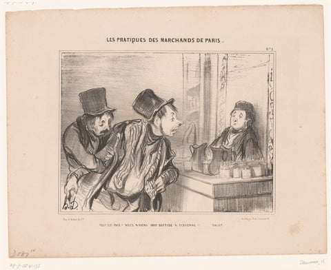 Two drunk men in a wine room, Honoré Daumier, 1842 Canvas Print