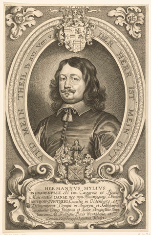 Portrait of Hermannus Mylius von Gnadenfeld, Pieter de Bailliu (I), 1652 Canvas Print