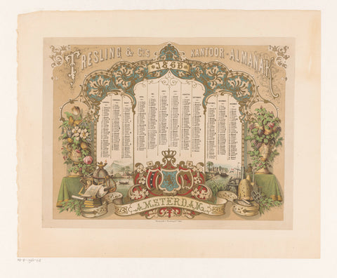 Office calendar 1866, Pieter van Looy, 1866 Canvas Print