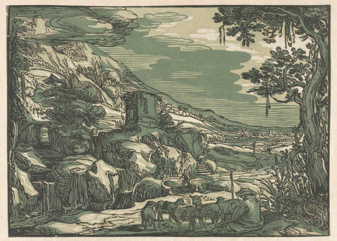 Arcadian landscape, Hendrick Goltzius (rejected attribution), 1612 - 1615 Canvas Print