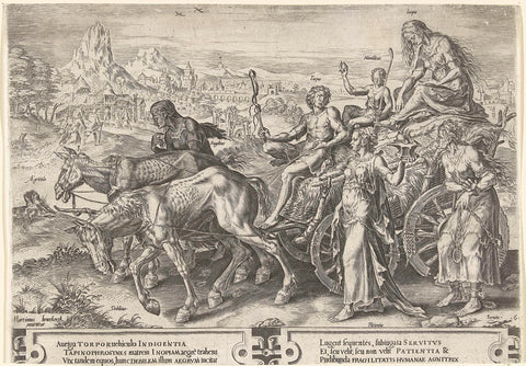 Triumphal Chariot with Poverty (Inopia), Cornelis Cort, 1564 Canvas Print