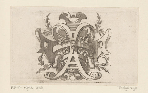 Rolwerk met fruit en leeuwenkop, Jacques Androuet, 1520 - 1584 Canvas Print