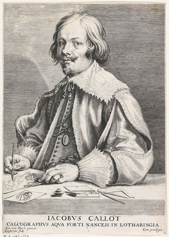 Portrait of Jacques Callot, Lucas Vorsterman (I), 1646 - 1675 Canvas Print