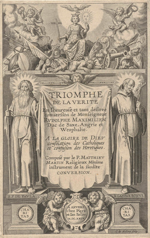 Title page for: Triomphe de la Verite, 1624, Karel van Mallery, 1581 - c. 1645 Canvas Print