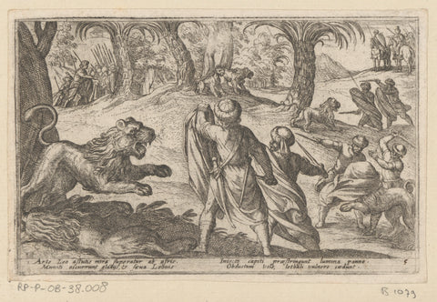 Hunting lions, Antonio Tempesta, 1602 Canvas Print