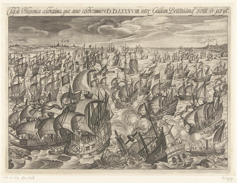 Demise of de Spanish Armada, 1588, anonymous, 1600 - 1601 Canvas Print