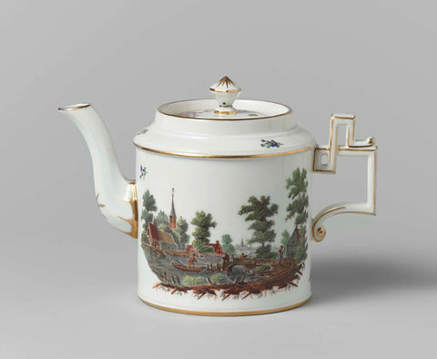 Teapot and milk jug, Royal Porcelain Factory Dommer & Co., c. 1800 - c. 1805 Canvas Print