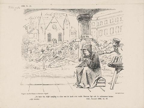 Cartoon on the isolation of Groen van Prinsterer, 1866, Johan Michaël Schmidt Crans, 1866 Canvas Print