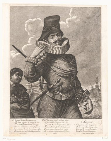 Caricature of a Spanish man with a lackey, Abraham Bosse, 1635 Canvas Print