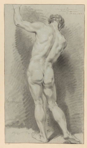 Standing male nude, seen on the back (2nd prize 1771), Pieter Wagenaar (II), 1771 Canvas Print