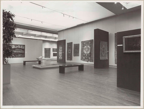 Room with carpets from Caucasia and Asia Minor, paintings and benches for visitors, c. 1977 Canvas Print