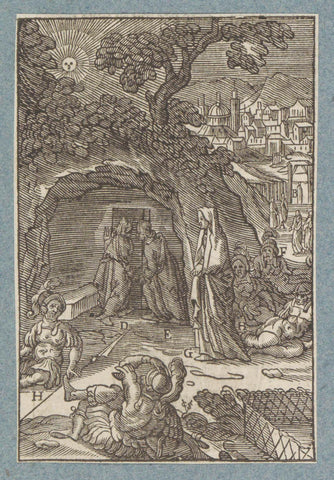 Mary Magdalene and the apostles Peter and John at the empty tomb, Christopher of Shechem (II), 1629 Canvas Print