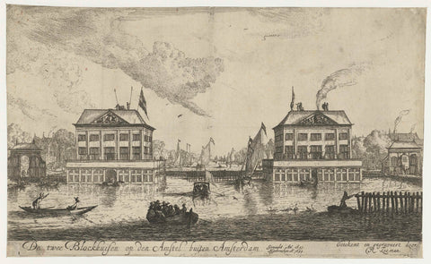 Two block houses on the Amstel, Reinier Nooms, 1651 - 1654 Canvas Print