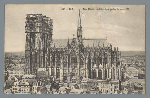 Cologne. Cathedral, south side of the town hall tower seen in 1872, anonymous, 1872 - 1930 Canvas Print