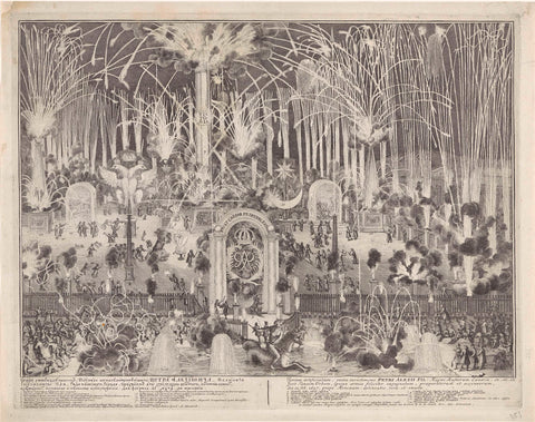 Fireworks in Moscow, Adriaen Schoonebeek, c. 1697 - c. 1699 Canvas Print