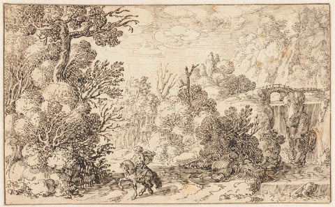 Landscape with a rider, Herman Breckerveld, 1623 - 1673 Canvas Print