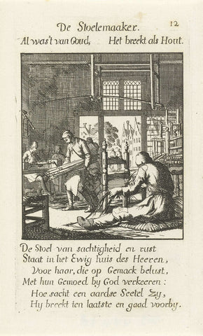 Chairmaker, Caspar Luyken, 1694 Canvas Print