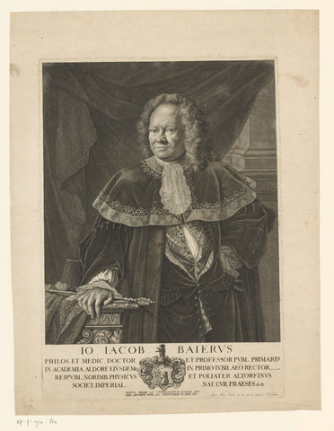 Portret van Johann Jacob Baier (I), Georg Martin Preissler, 1710 - 1754 Canvas Print