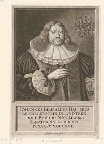 Portret van Johann Willibald Haller von Hallerstein, Jakob von Sandrart, 1667 Canvas Print