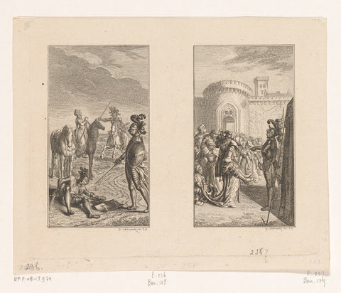 Two scenes from Bürger's Poems, Daniel Nikolaus Chodowiecki (workshop or), 1778 Canvas Print