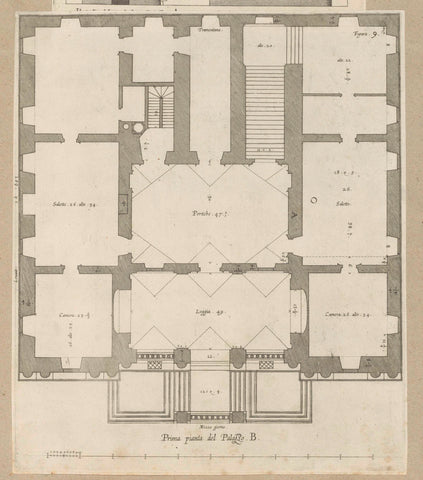 Floor plan of the ground floor of the Villa Giustiniani-Cambiaso in Genoa, Nicolaes Ryckmans, 1622 Canvas Print