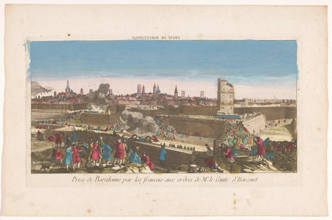 View of the capture of Barcelona by the French in 1635, anonymous, 1700 - 1799 Canvas Print