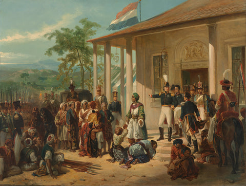 The Arrest of Diepo Negoro by Lieutenant-General Baron De Kock, Nicolaas Pieneman, c. 1830 - c. 1835 Canvas Print