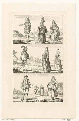 Three landscapes with men and women in Dutch costumes, c. 1775, Cornelis Brouwer, 1776 Canvas Print