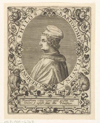 Portrait of Bartholomew Platina, Theodor de Bry, 1669 Canvas Print