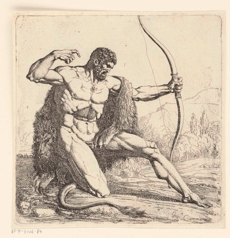 Hercules with lion skin and bow, Giuseppe Cammarano, 1776 - 1850 Canvas Print