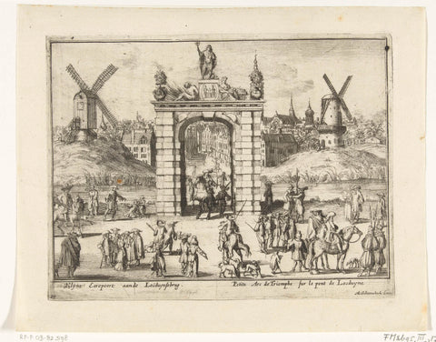 Erepoort opgericht bij de Loosduinse Brug te Den Haag, 1691, Pieter Pickaert (possibly), 1691 Canvas Print