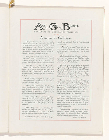 Art - Goût - Beauté, Feuillets de l' élégance féminine, Novembre 1931, No. 135, 12e Année, p. 5, Charles Goy, 1931 Canvas Print