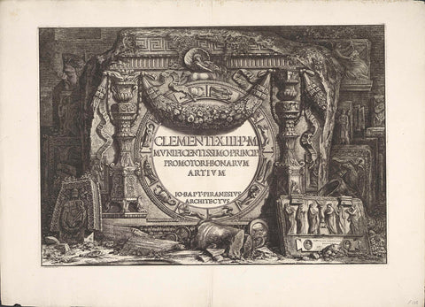 Frontispice with a group of ornamental wall fragments, Giovanni Battista Piranesi, 1764 Canvas Print