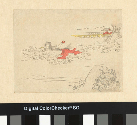 Awabi diver, anonymous, 1796 Canvas Print