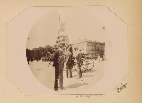 View of Unter den Linden in Berlin with in the distance the equestrian statue of Frederick the Great, before that some passers-by, Willem Frederik Piek Jr. (attributed to), 1889 - 1893 Canvas Print